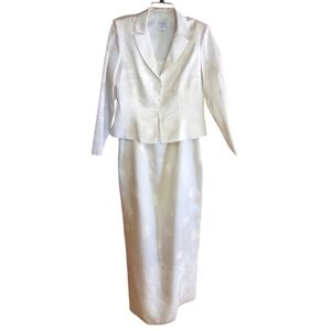 Ever Beauty Formal Satin Jacquard Champaign Jacket & Dress Size 12